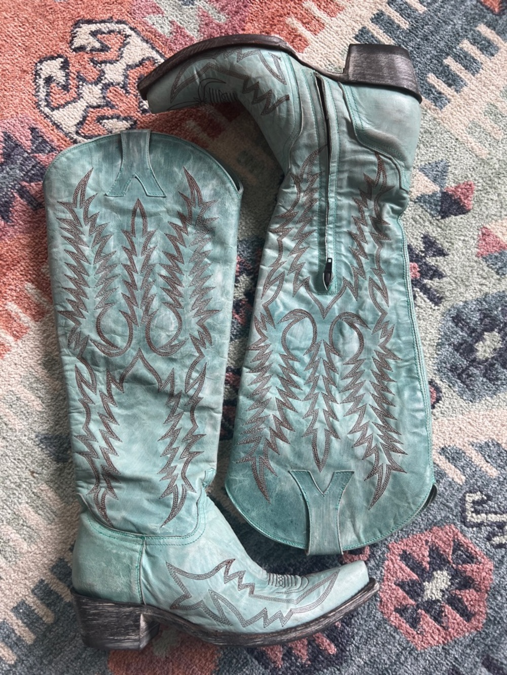 Old Gringo Mayra Bis Aqua Heeled Leather Boots Size 7.5